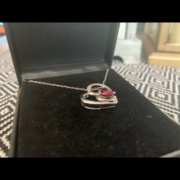 Sterling silver Ruby heart with chain - Picture 4 of 5